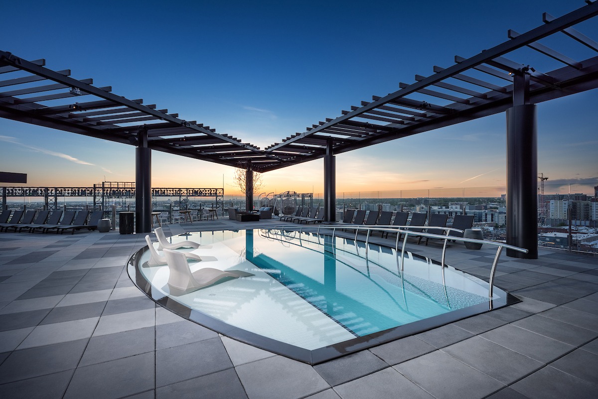 Interior architectural stainless steel pool