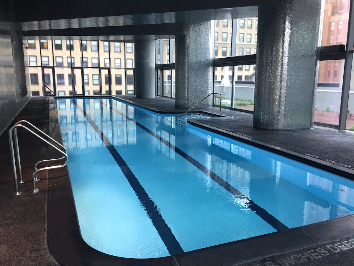 Night view stainless steel pool