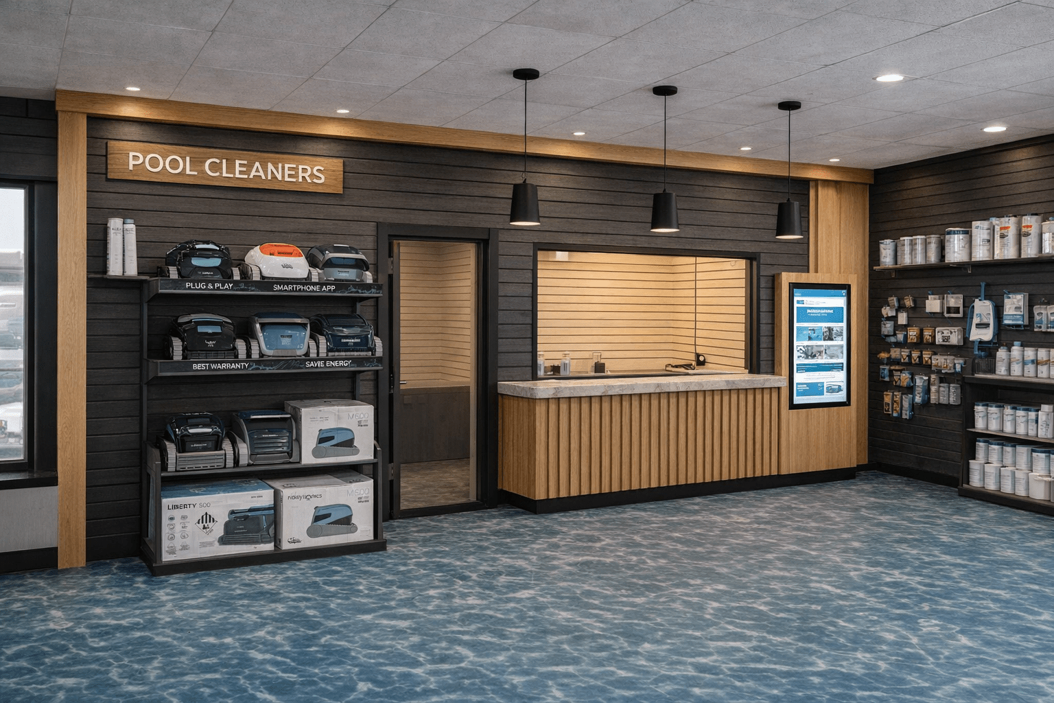 Betz Pools retail store interior
